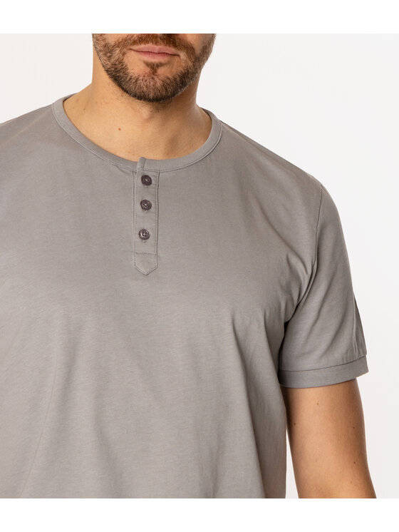 Lee Cooper Lee Cooper T-Shirt HENLEY 1160 Szary Regular Fit