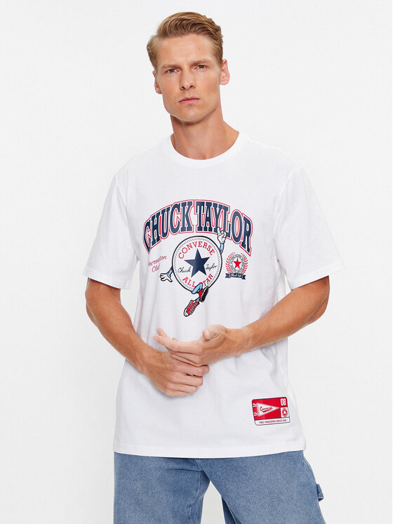 Converse Converse Marškinėliai Chuck Retro Ct Collegiate Ss Tee 10025293-A03 Balta Regular Fit
