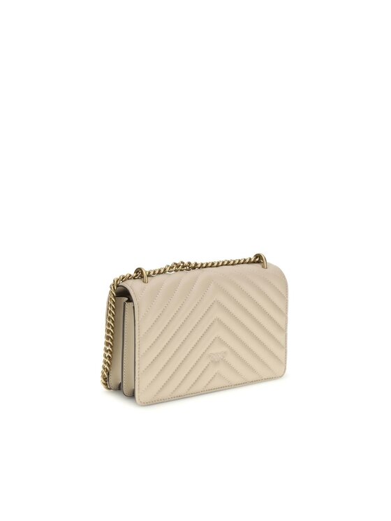 PINKO PINKO Kabelka Beige Calf Leather Bos Taurus Shoulder Bag Béžová
