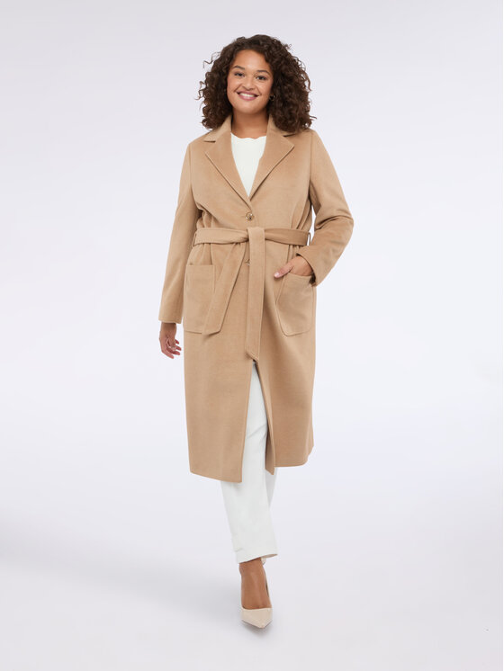 Fiorella Rubino Fiorella Rubino Płaszcz zimowy 0039T000346N012 Kremowy Regular Fit