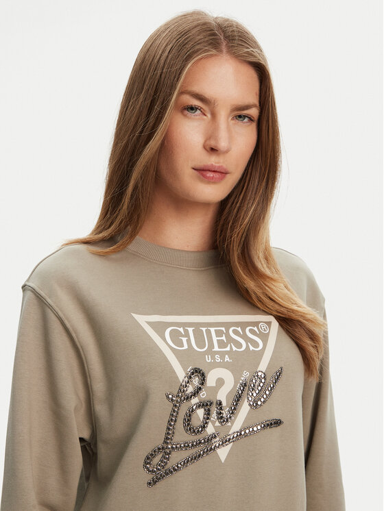 Guess Guess Bluza W5YQ06 KB681 Zielony Regular Fit