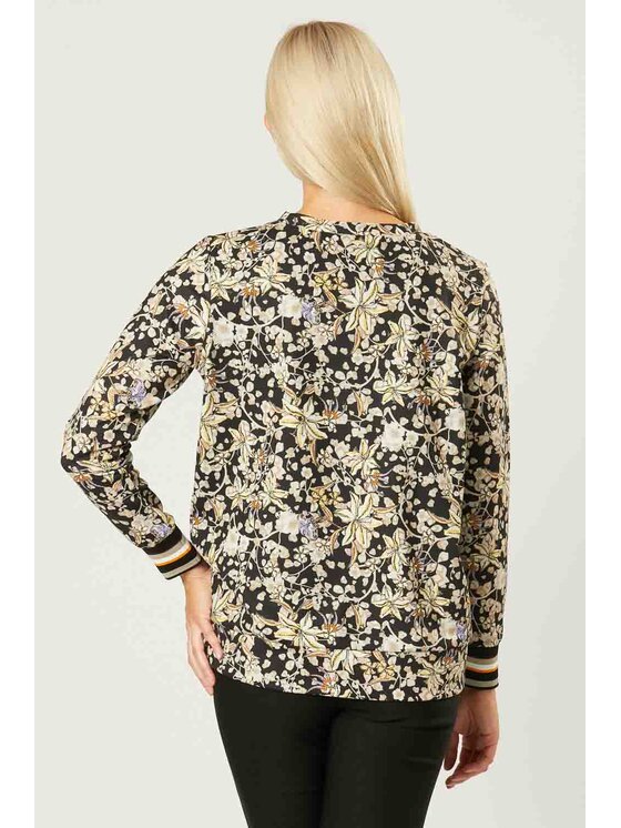 QUIOSQUE QUIOSQUE Halenka BLACK FLOWER BLOUSE Černá Regular Fit