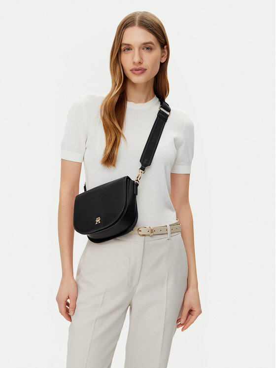 Tommy Hilfiger Tommy Hilfiger Borsetta Th Logotape Saddle Bag AW0AW17184 Nero