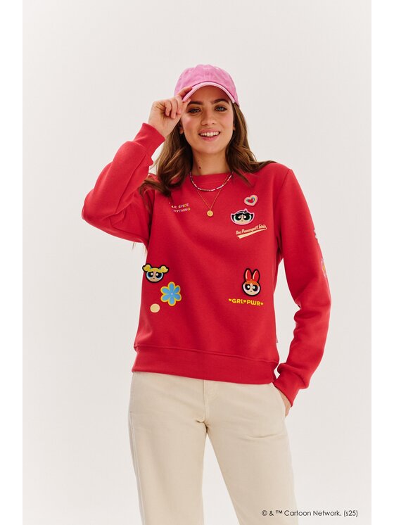 NAOKO NAOKO Mikina Girl Power Červená Regular Fit