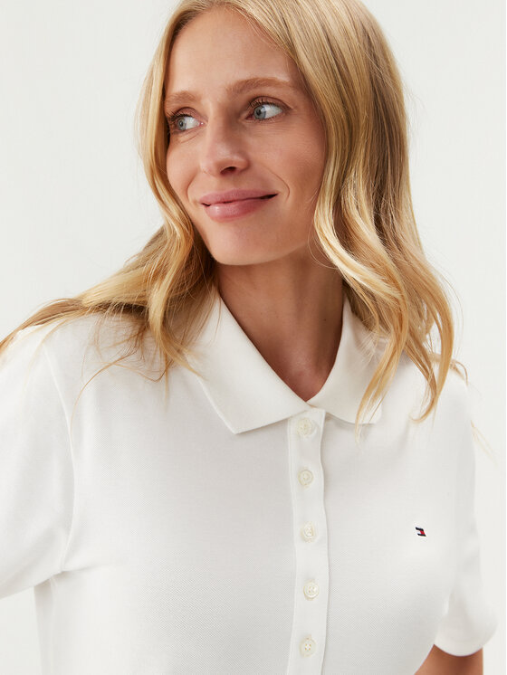 Tommy Hilfiger Tommy Hilfiger Тениска с яка и копчета 1985 WW0WW37820 Екрю Regular Fit