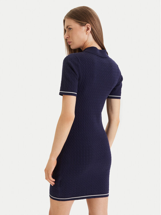 Calvin Klein Calvin Klein Ежедневна рокля Microcable LV047F323G Тъмносин Slim Fit