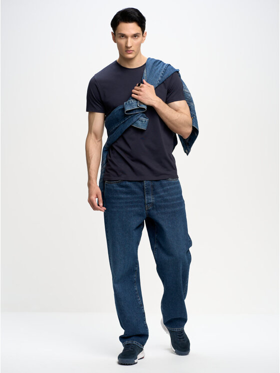 BIG STAR BIG STAR T-Shirt BASIC_403_150 Granatowy Basic Fit