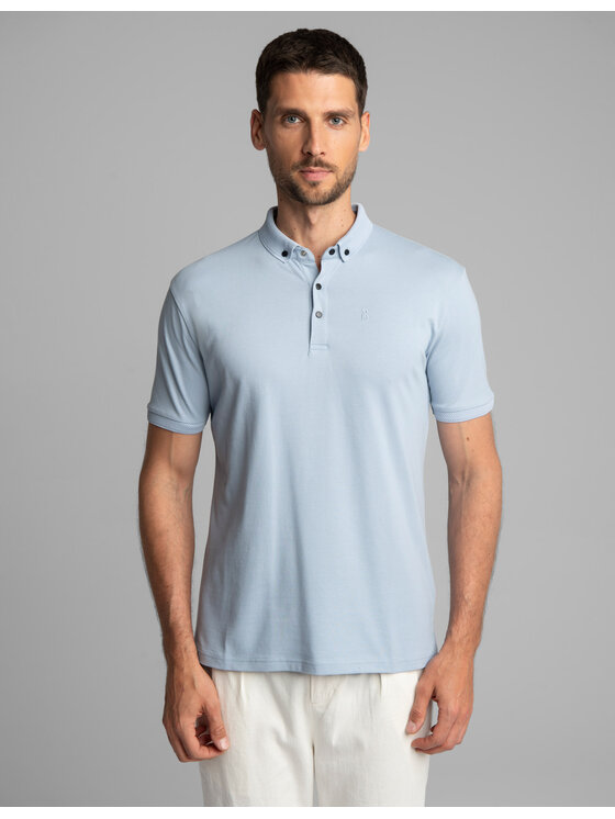 Borgio Borgio Polo Matteo 01 Niebieski Classic Fit
