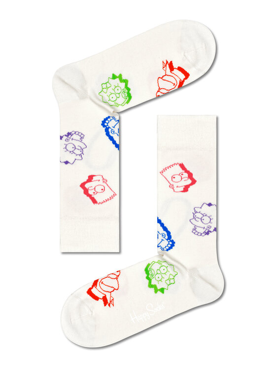 Șosete Înalte Unisex Happy Socks SIM01-1300 Écru