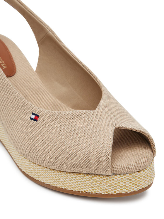 Tommy Hilfiger Tommy Hilfiger Sandale Flag Mid Wedge Espad Slingback FW0FW08595 Bež