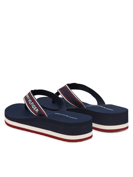 Tommy Hilfiger Tommy Hilfiger Джапанки Th Corporate Wedge Summer Sandal FW0FW09695 Тъмносин