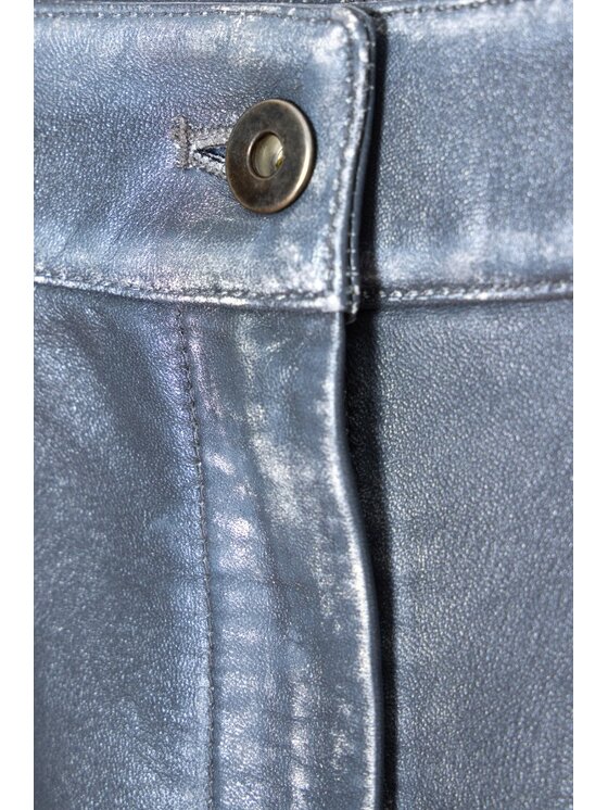 EPUZER EPUZER Szorty skórzane Vintage leather Szary Standard Fit