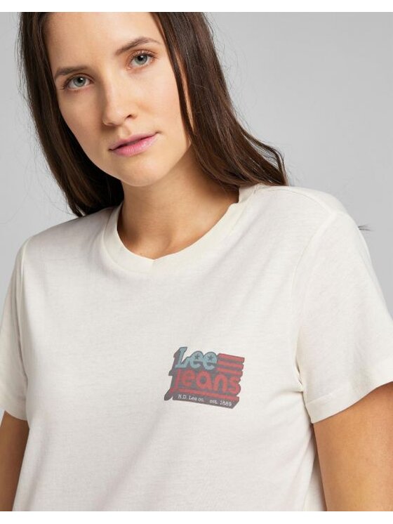 Lee Lee T-Shirt CREW NECK TEE Beżowy Regular Fit