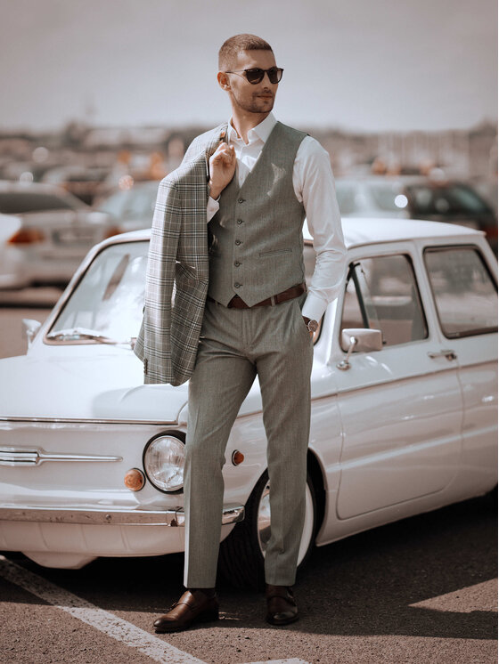 Evenemen Evenemen Spodnie garniturowe TUTTI Szary Slim Fit