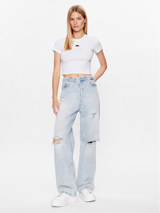 HUGO HUGO Тишърт Deluisa 50489120 Бял Slim Fit