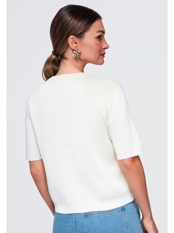 Ombre Ombre Bluzka OW-TS-E0084 Beżowy Regular Fit