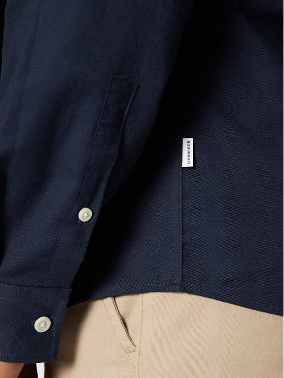 Lindbergh Lindbergh Cămașă Oxford Manderin Superflex 30-203174A 1202431 Bleumarin Slim Fit