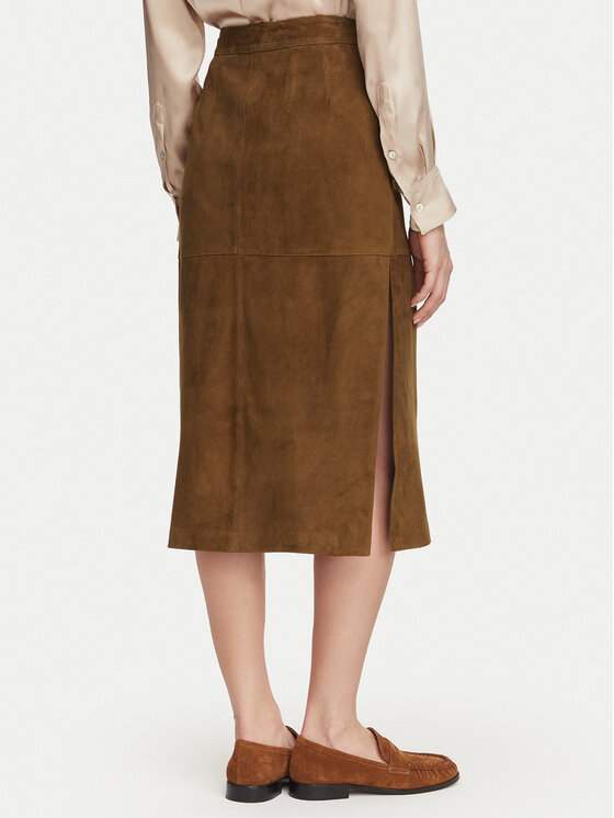 Marella Marella Spódnica skórzana Marmo 2623406021 Brązowy Regular Fit