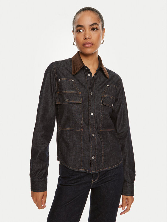 PINKO Pinko džínová košile Coro 103879 A20N Tmavomodrá Regular Fit