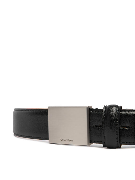 Calvin Klein Calvin Klein Pánsky opasok Logo Plaque Smooth 32Mm LV04D7030G Čierna