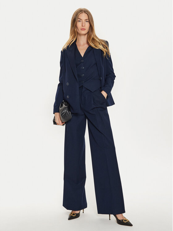 TWINSET TWINSET Kalhoty z materiálu 242TP2151 Tmavomodrá Wide Leg