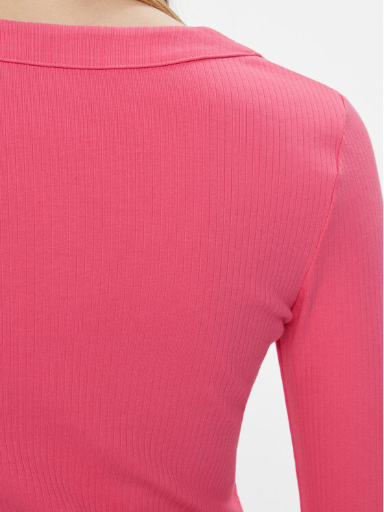 Tommy Jeans Tommy Jeans Bluse Tjw Slim Badge Rib Tee Ls DW0DW17397 Rosa Slim Fit