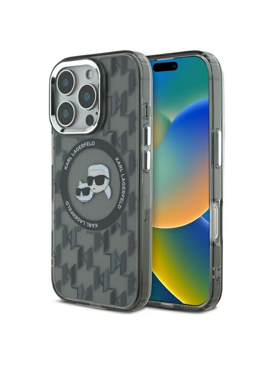 Etui na telefon KARL LAGERFELD, Czarne, IML Monogram Karl&Choupette Head