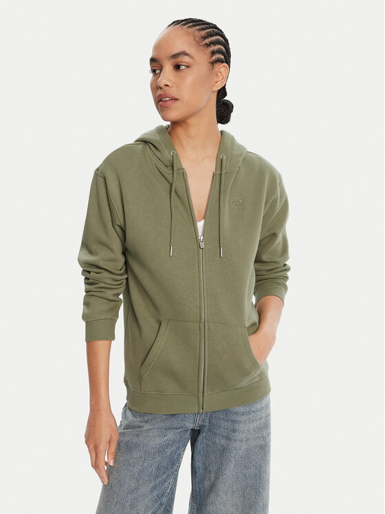 Roxy Roxy Pulóver Surf Stoked Zipped Brushed ERJFT05022 Zöld Regular Fit