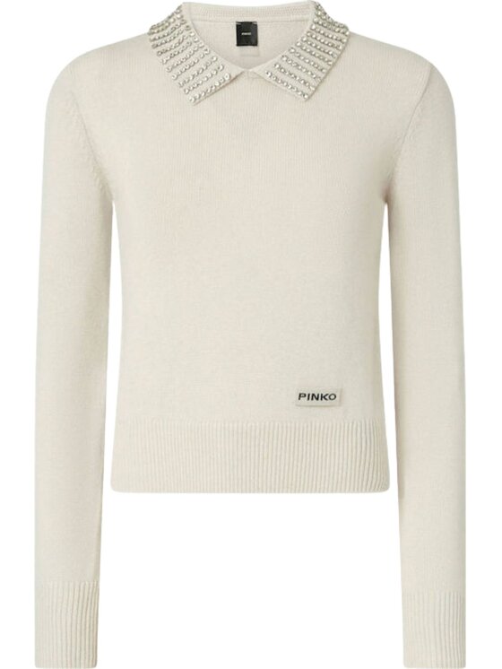 PINKO PINKO Sweter Ventotene maglia con strass Beżowy Regular Fit