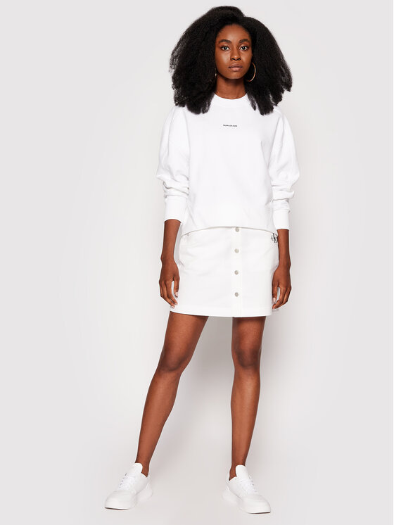 Calvin Klein Jeans Felpa Essentials J20J215463 Bianco Relaxed Fit •  Modivo.it