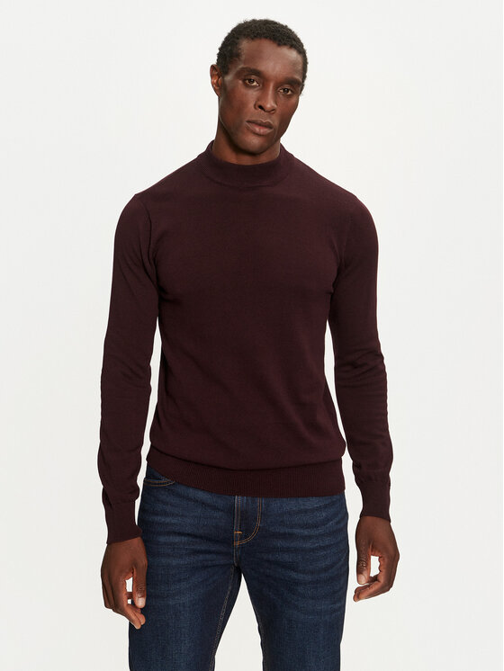 Brave Soul Maglione MK-230TURTLE3 Bordeaux Regular Fit, taglia : XL