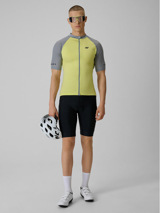 4F 4F Koszulka rowerowa GET LOST FEEL FOUND Żółty jasny Slim Fit