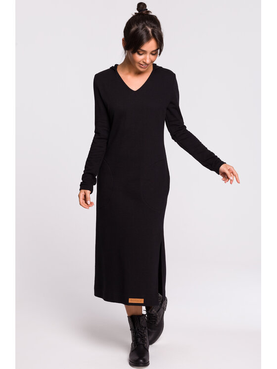 BeWear Úpletové šaty B128 Čierna Easy Fit