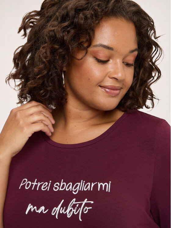 Fiorella Rubino Fiorella Rubino T-Shirt G0EPL109369N036 Bordowy Regular Fit