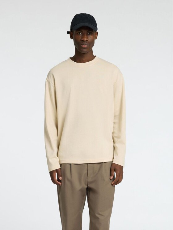 Selected Selected T-Shirt 16097847_oatmeal Biały Regular Fit