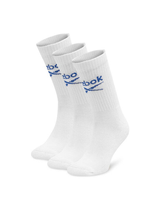 Reebok Lot de 3 paires de chaussettes hautes unisexe R0258-SS24 (3-pack) Blanc