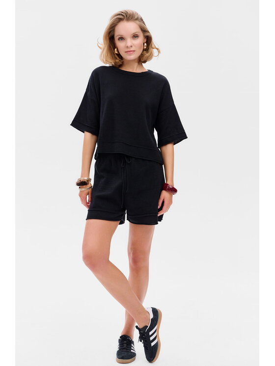 blue shadow blue shadow Bluzka Klaymi Czarny Regular Fit