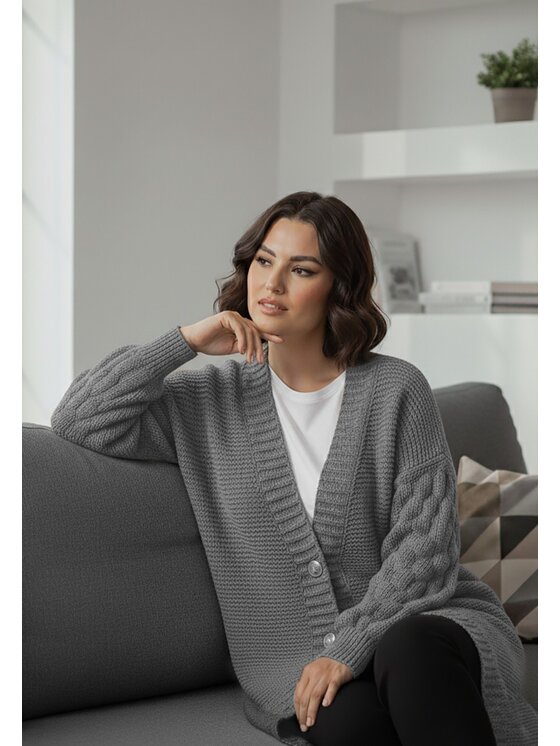 FIGL FIGL Ζακέτα M1270 Γκρι Regular Fit