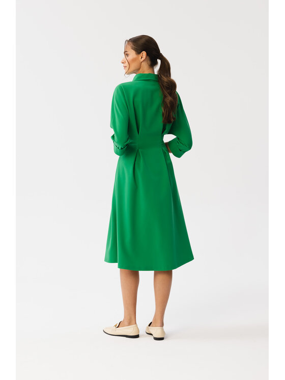 Stylove Stylove Sukienka koszulowa S351 Zielony Modern Fit