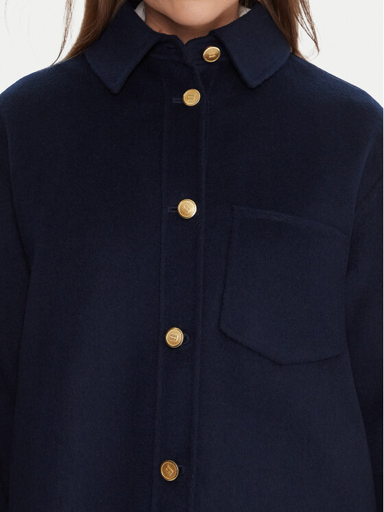 Tommy Hilfiger Tommy Hilfiger Vlnený kabát WW0WW46558 Tmavomodrá Relaxed Fit