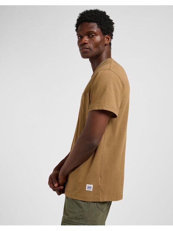 Lee Lee T-Shirt WW Pocket Tee Brązowy Relaxed Fit