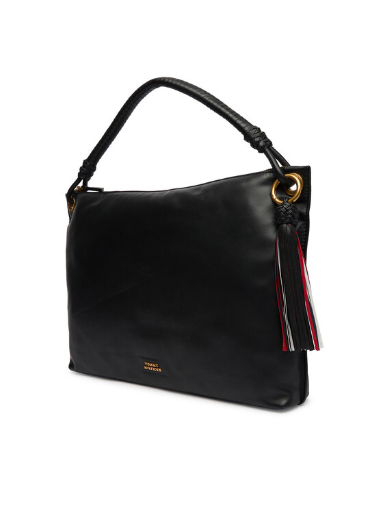 Tommy Hilfiger Tommy Hilfiger Geantă Th Statement Leather Bag AW0AW18621 Negru
