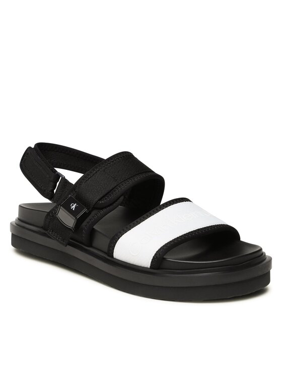 Calvin Klein Jeans Sandale Sandal Doublebar Hardware YM0YM00643 Crna