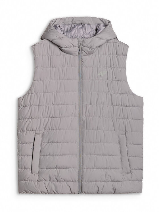 4F 4F Kamizelka MIDSHOP TEXTILE Szary Regular Fit