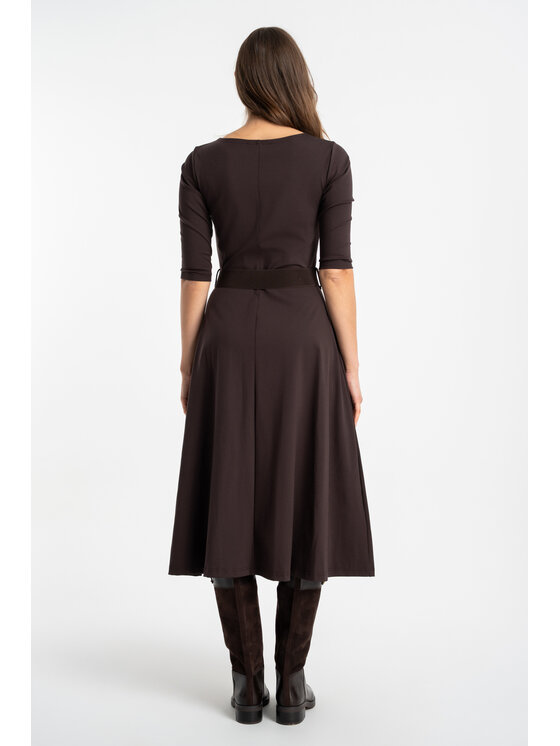 CLICK CLICK Sukienka dzianinowa 60-6046 Brązowy Regular Fit