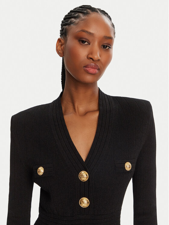 Balmain Balmain Kötött ruha DF1R8059KB07 Fekete Regular Fit