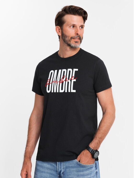Ombre Ombre T-Shirt OM-TSPT-0210 Černá Regular Fit
