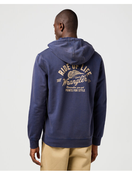 Wrangler Wrangler Felpa 112362777 AMERICANA HOODIE Blu scuro Regular Fit