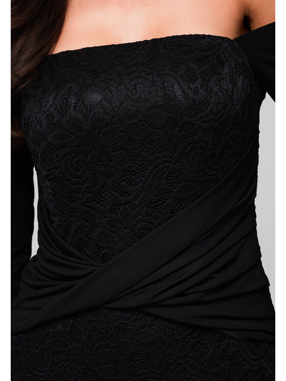 Ombre Ombre Sukienka wieczorowa LA-OM-DLR243 Czarny Regular Fit