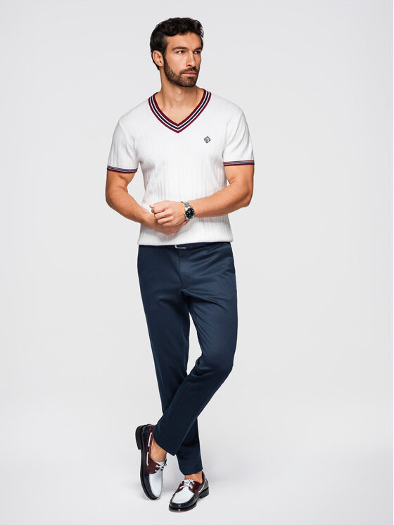 Ombre Ombre T-Shirt OM-TSCT-0266 Biały Regular Fit